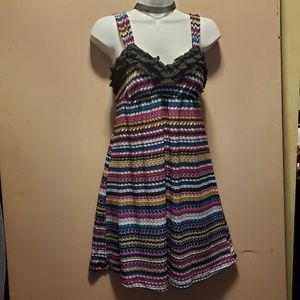 Candies Black Ruffle Multi Color Tank Dress S